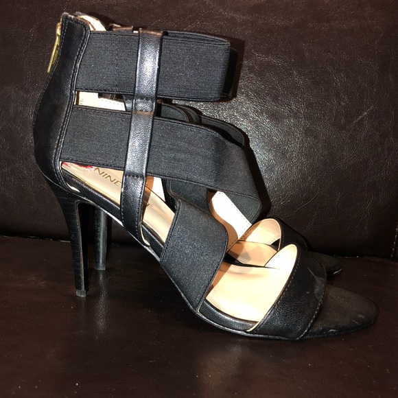 Nine West black strappy stretch stilettos - Picture 2 of 4